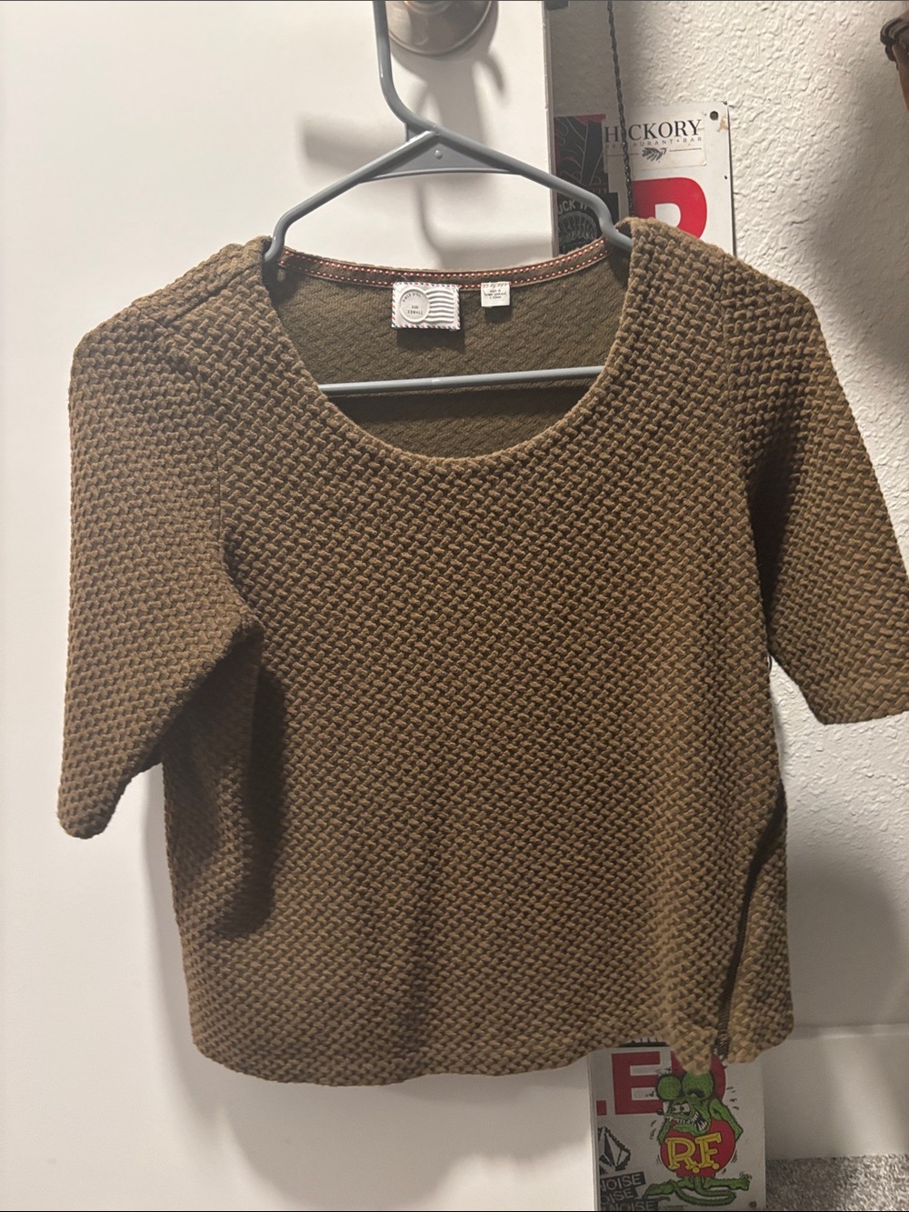 Women's Textured Scoop-Neck Top in Brown